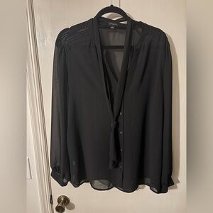 Ann Taylor Elegant Black Sheer Blouse